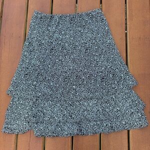 MSK Black and White Tiered Midi Skirt